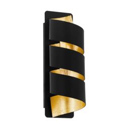 Loops Wall Light Colour Black Gold Vertical Spiral Metal Shade Bulb E14 1x40W - thumbnail 1