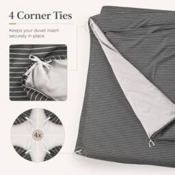 Pamposh Pin Stripes Duvet Cover Sets King Size Reversible Bedding Sets in Charcoal - Size: Single - thumbnail 6