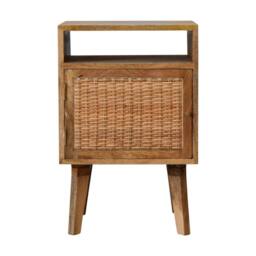 Wyld Haus Breil Natural Mango Wood Bedside Table with Rattan Door in Brown - thumbnail 2