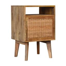 Wyld Haus Breil Natural Mango Wood Bedside Table with Rattan Door in Brown - thumbnail 4
