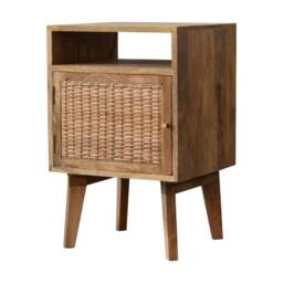 Wyld Haus Breil Natural Mango Wood Bedside Table with Rattan Door in Brown - thumbnail 3