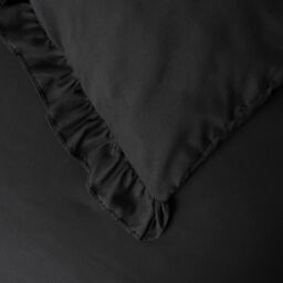 OHS Frill Edge Decor Duvet Cover with Pillowcase Bedding Set in Black - Size: Double - thumbnail 4