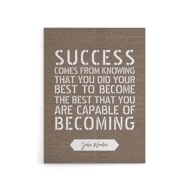 "Artery8 Basketball Quote John Wooden Success Your Best Canvas Wall Art Print in Brown - Size: W18"" x H24""" - image 1