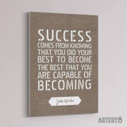 "Artery8 Basketball Quote John Wooden Success Your Best Canvas Wall Art Print in Brown - Size: W18"" x H24""" - thumbnail 2