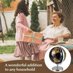 Costway Metallic Black World Globe 20CM Rotating Earth Globe w/Metal Stand - thumbnail 9