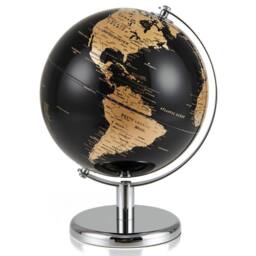 Costway Metallic Black World Globe 20CM Rotating Earth Globe w/Metal Stand - thumbnail 2