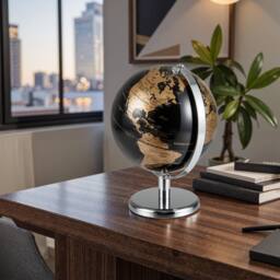 Costway Metallic Black World Globe 20CM Rotating Earth Globe w/Metal Stand - thumbnail 4
