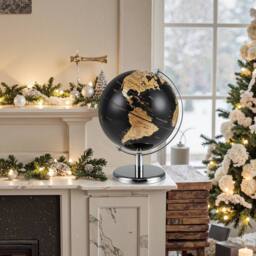 Costway Metallic Black World Globe 20CM Rotating Earth Globe w/Metal Stand - thumbnail 1