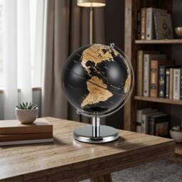Costway Metallic Black World Globe 20CM Rotating Earth Globe w/Metal Stand - thumbnail 5