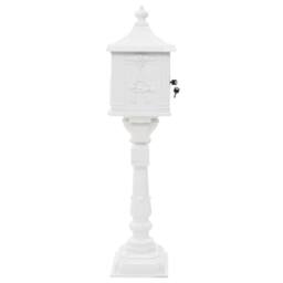 Berkfield Home Pedestal Letterbox Aluminium Vintage Style Rustproof White - thumbnail 6
