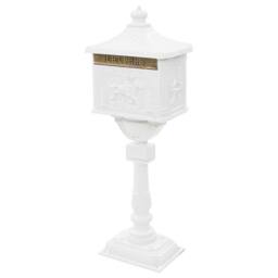 Berkfield Home Pedestal Letterbox Aluminium Vintage Style Rustproof White