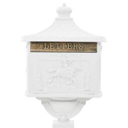 Berkfield Home Pedestal Letterbox Aluminium Vintage Style Rustproof White - thumbnail 4