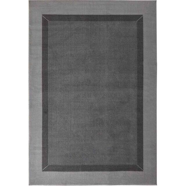 THE RUGS Designer Velours Band Rug & Runner Polypropylene Low Pile Rug in Grey - Size: 80 cm x 450 cm - image 1