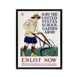 "Artery8 United States School Garden Army Framed Canvas Wall Art Print E Penfield in White - Size: W12"" x H16""" - thumbnail 1