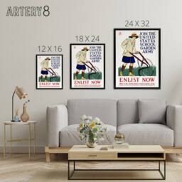 "Artery8 United States School Garden Army Framed Canvas Wall Art Print E Penfield in White - Size: W12"" x H16""" - thumbnail 4