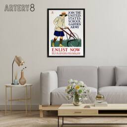 "Artery8 United States School Garden Army Framed Canvas Wall Art Print E Penfield in White - Size: W12"" x H16""" - thumbnail 3
