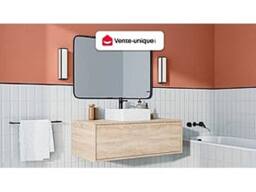 Vente-unique Wall-Hung Vanity Unit - Light Natural - 94 Cm - TEANA II in Light Oak - thumbnail 4