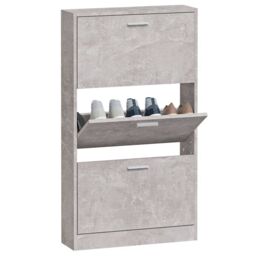 Berkfield Home Shoe Cabinet Concrete Grey 59x17x108 cm Engineered Wood - Size: 59 x 17 x 108 cm - thumbnail 4