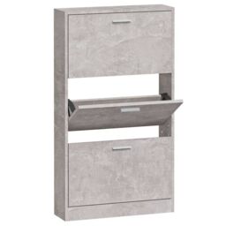 Berkfield Home Shoe Cabinet Concrete Grey 59x17x108 cm Engineered Wood - Size: 59 x 17 x 108 cm - thumbnail 2