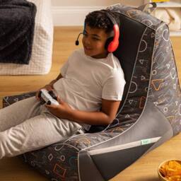 icon Meta Gaming Childrens Bean Bag Recliner in Grey - Size: Small - thumbnail 6