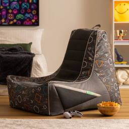 icon Meta Gaming Childrens Bean Bag Recliner in Grey - Size: Small - thumbnail 1