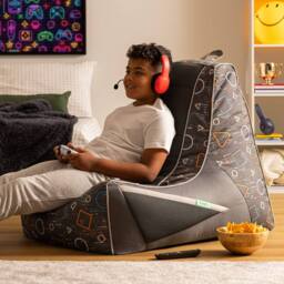 icon Meta Gaming Childrens Bean Bag Recliner in Grey - Size: Small - thumbnail 2