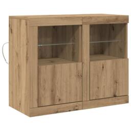 Berkfield Home Side Cabinets with LED Lights 2 pcs Artisan Oak 41x37x67 cm in Brown - Size: 41 x 37 x 67 cm - thumbnail 1