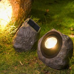 Leaper Solar Powered Outdoor Patio Simulated Stone Decorative Lights in Grey - thumbnail 1