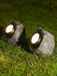 Leaper Solar Powered Outdoor Patio Simulated Stone Decorative Lights in Grey - thumbnail 4