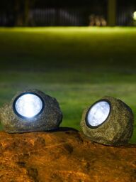 Leaper Solar Powered Outdoor Patio Simulated Stone Decorative Lights in Grey - thumbnail 5