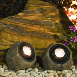 Leaper Solar Powered Outdoor Patio Simulated Stone Decorative Lights in Grey - thumbnail 2