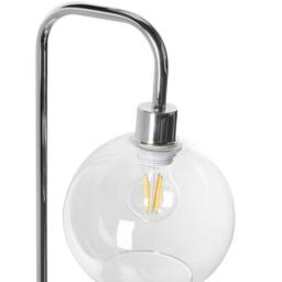 Wyld and Coco Silver Metal Floor Lamp with Glass Shade - Modern Living Room Lighting - thumbnail 4