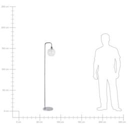 Wyld and Coco Silver Metal Floor Lamp with Glass Shade - Modern Living Room Lighting - thumbnail 8