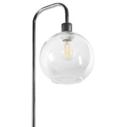 Wyld and Coco Silver Metal Floor Lamp with Glass Shade - Modern Living Room Lighting - thumbnail 5