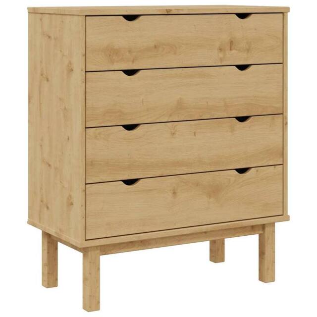 Berkfield Home Drawer Cabinet OTTA 76.5x39.5x90cm Solid Wood Pine in Light Brown - Size: 76.5x39.5x90 cm - image 1