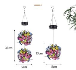 Obasyhig LED Solar Butterfly Ball Wind Chime Double Ball Light in Blue - thumbnail 4