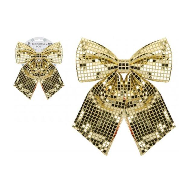Garden Greatness Large Shiny Disco Gold Bow Decoration in Silver - Size: 1 Pack