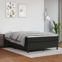 Berkfield Home Durable Box Spring Bed Frame Black 135x190 cm Double Faux Leather - thumbnail 2