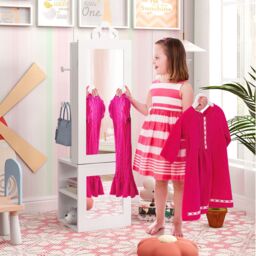 Costway Kids Jewelry Armoire 3-in-1 Jewelry Storage Organizer w/Mirror-White in White - thumbnail 3