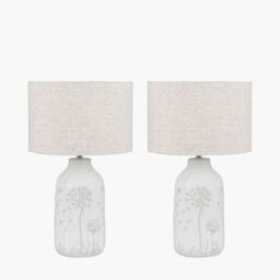 Ruma Set of 2 Flora White Floral Ceramic Table Lamp - thumbnail 2