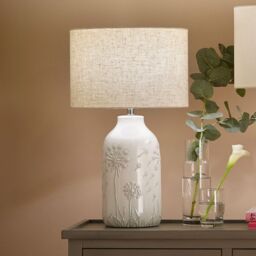Ruma Set of 2 Flora White Floral Ceramic Table Lamp - thumbnail 5