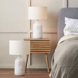 Ruma Set of 2 Flora White Floral Ceramic Table Lamp - thumbnail 1