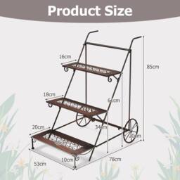 Kelvenix 3-Tier Metal Plant Stand Ladder Shaped in Brown - thumbnail 2