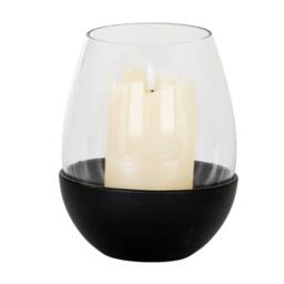 Lemon Pavilion Furniture and Decor Neris Large Candle Holder with Glass Goblet - L14 x W14 x H18 cm Black - thumbnail 2