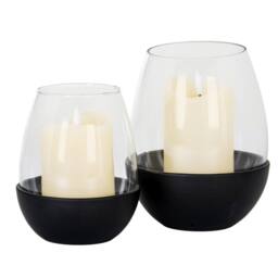 Lemon Pavilion Furniture and Decor Neris Large Candle Holder with Glass Goblet - L14 x W14 x H18 cm Black - thumbnail 3