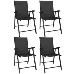 OUTSUNNY Folding Garden Chairs Set of 4 with High Back, Armrests in Black - thumbnail 2