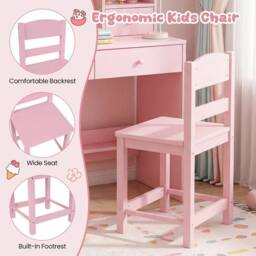 VOGREX Kids Desk & Chair Study Set in Pink - thumbnail 5