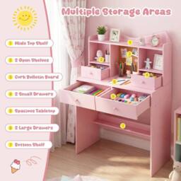 VOGREX Kids Desk & Chair Study Set in Pink - thumbnail 4