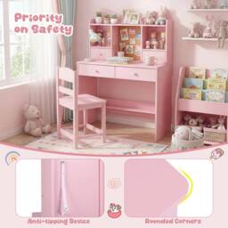 VOGREX Kids Desk & Chair Study Set in Pink - thumbnail 6