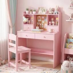 VOGREX Kids Desk & Chair Study Set in Pink - thumbnail 3